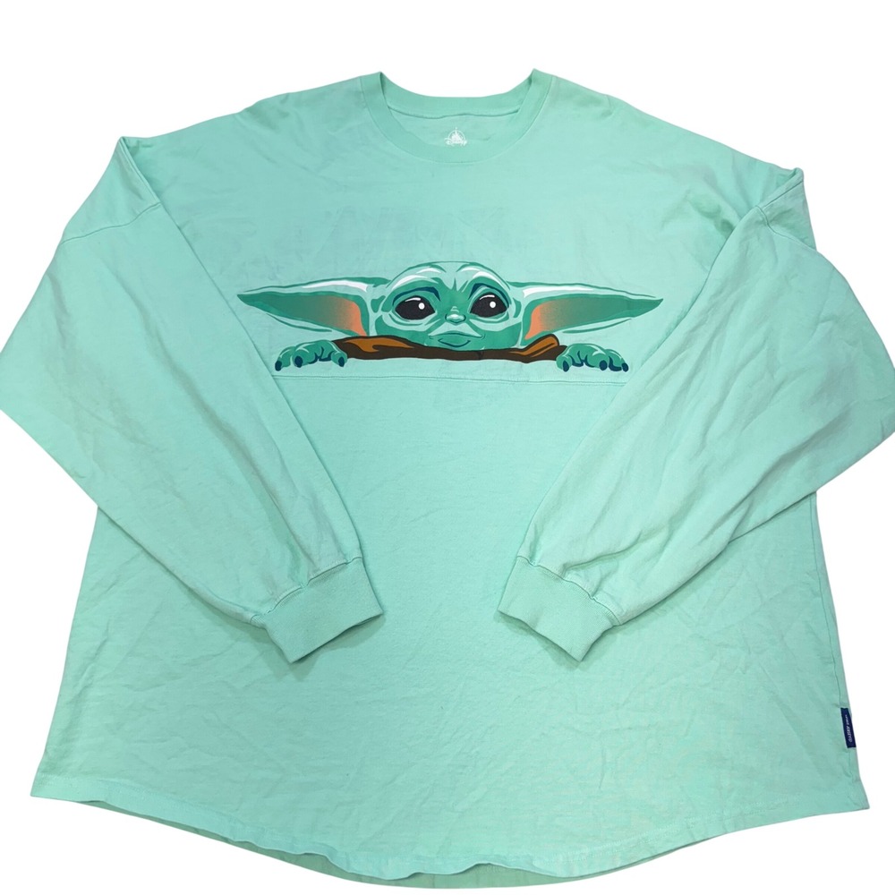 Disney Star Wars Spirit Jersey Unisex XL Green Grogu Mandalorian Long Sleeve Tee